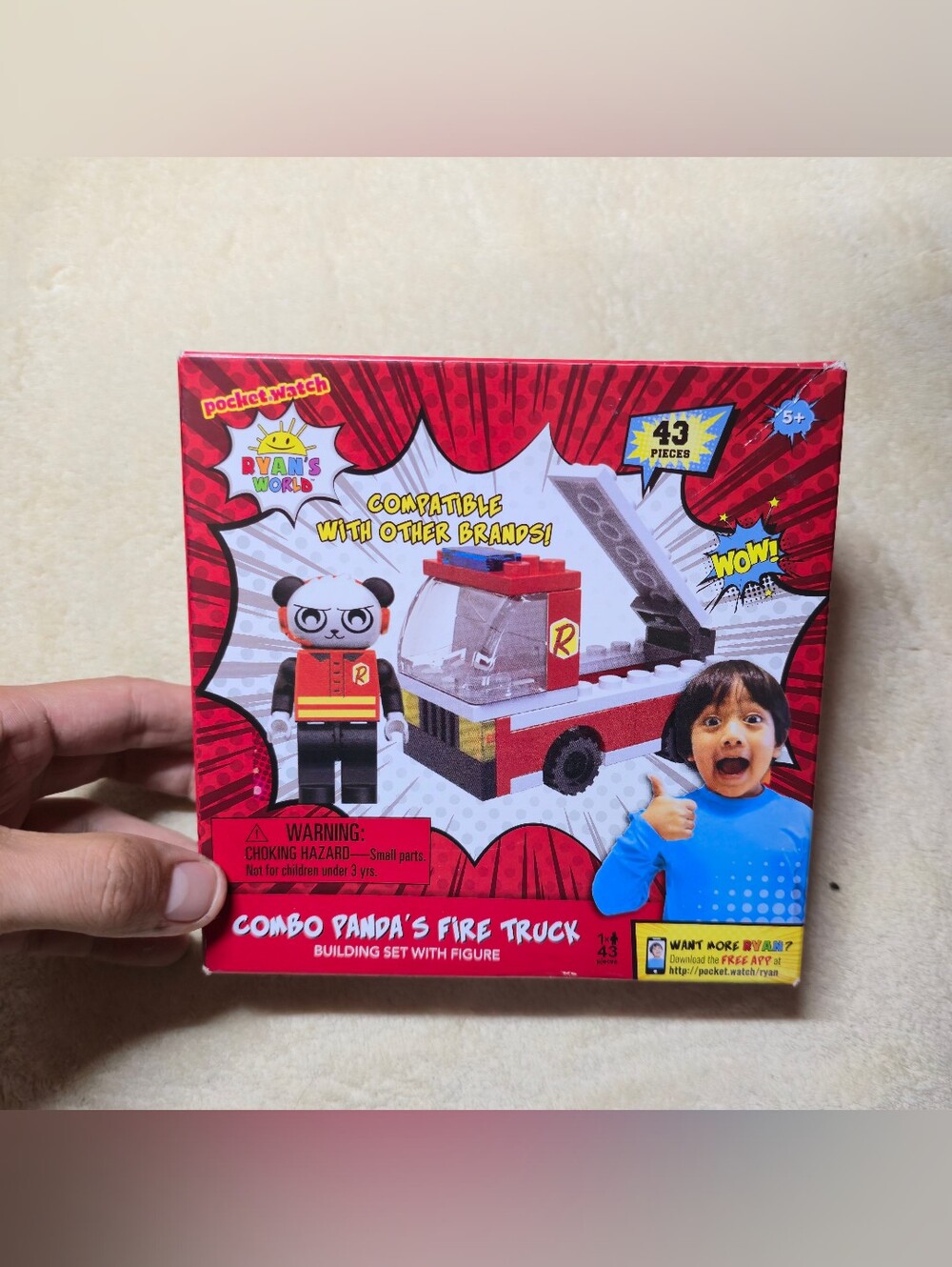 Construction Ryan's World Toy Panda's Fire Truck Set